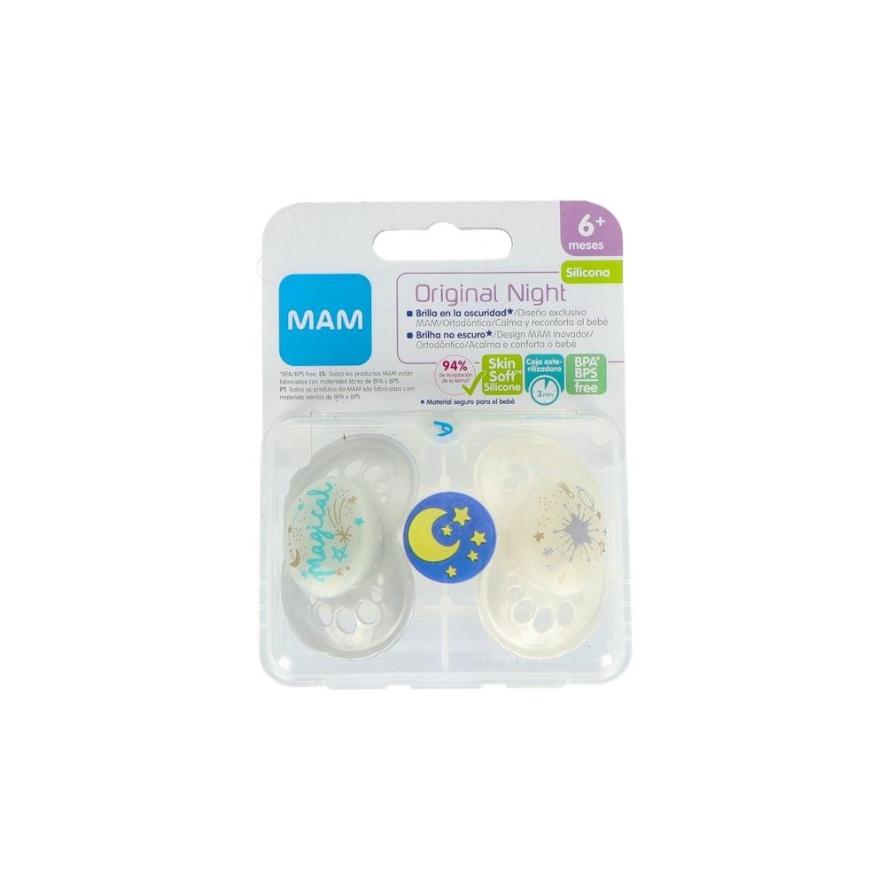 Chupete Mam Original Night Sili Fisio +6 M 2 Un...